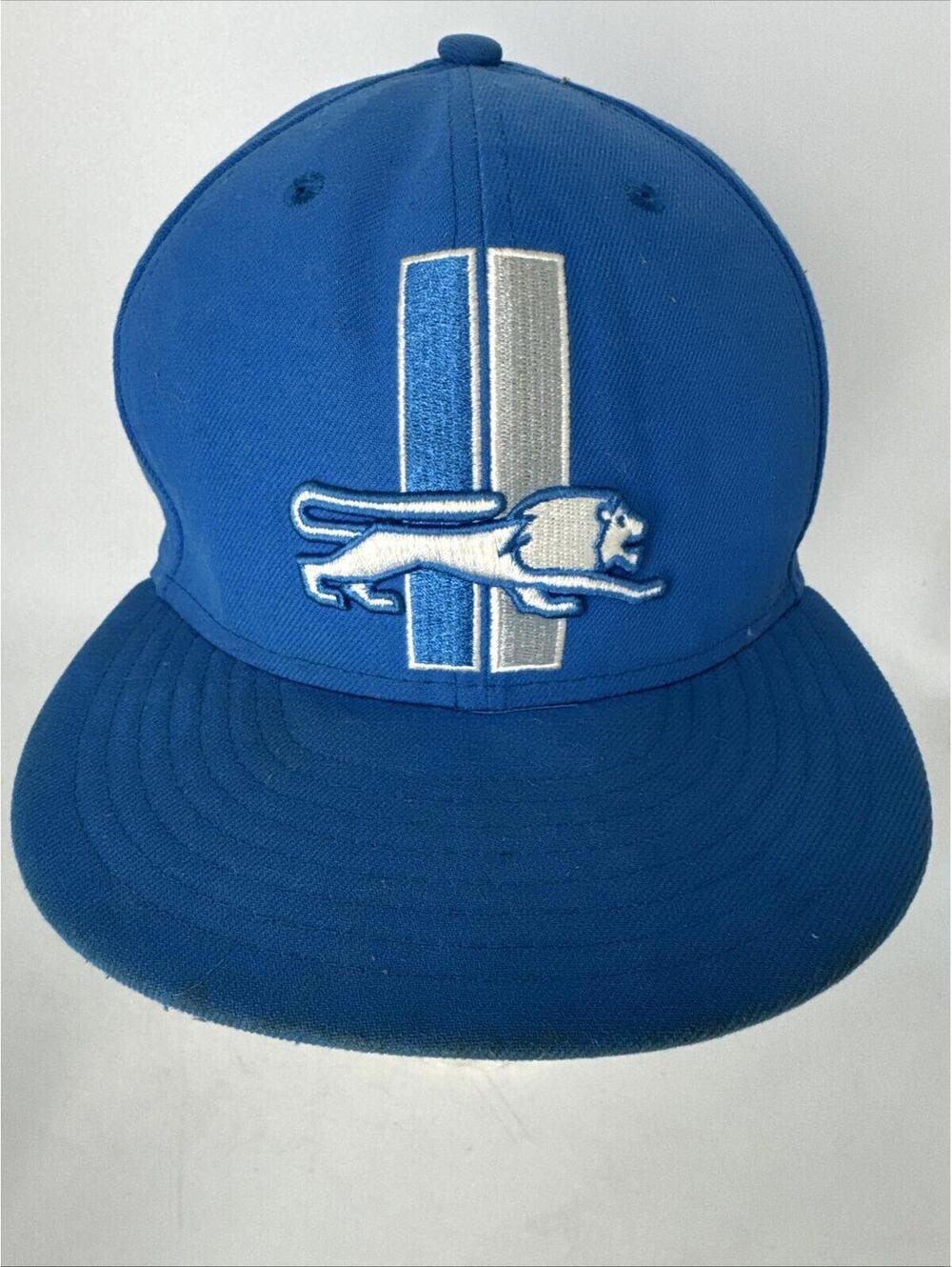 Detroit Lions Throwback NFL New Era 7 1/8 Fitted Hat Blue Silver